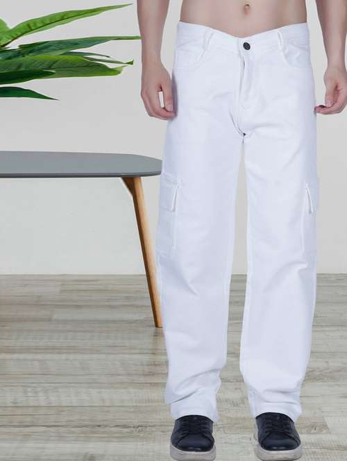 men white solid mid rise relaxed fit jeans - 22012234 -  Standard Image - 0