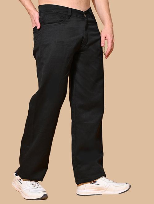 men black plain mid rise baggy jeans - 22012288 - Standard Image - 0