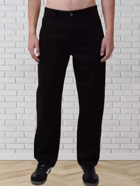 men black plain mid rise relaxed fit jeans