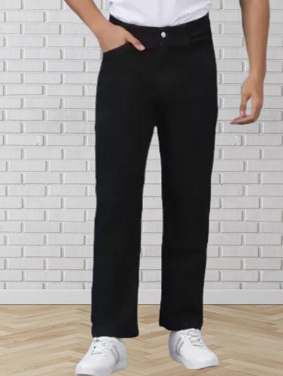 men black plain mid rise relaxed fit jeans - 22012295 -  Zoom Image - 0