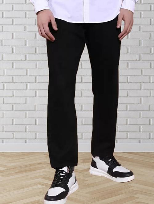 men black plain mid rise relaxed fit jeans - 22012298 -  Standard Image - 0