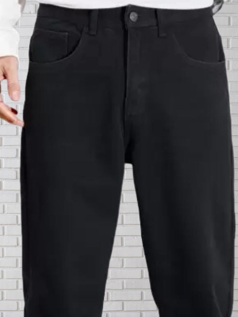 men black plain mid rise relaxed fit jeans - 22012298 - Standard Image - 2