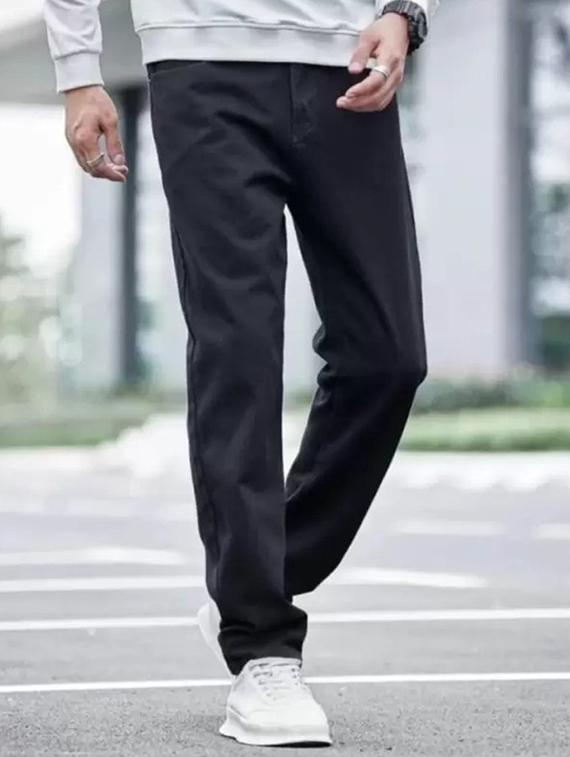 men black plain mid rise relaxed fit jeans - 22012309 -  Zoom Image - 0