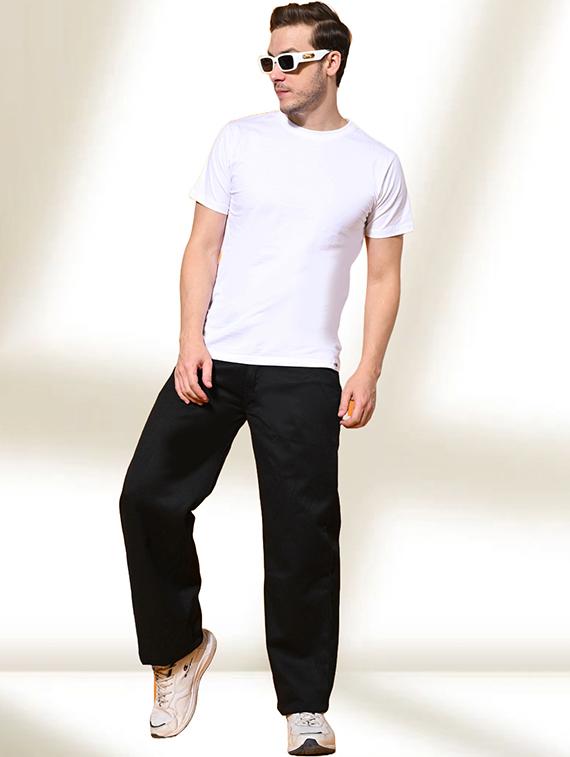 men black plain mid rise baggy jeans - 22012338 - Standard Image - 2