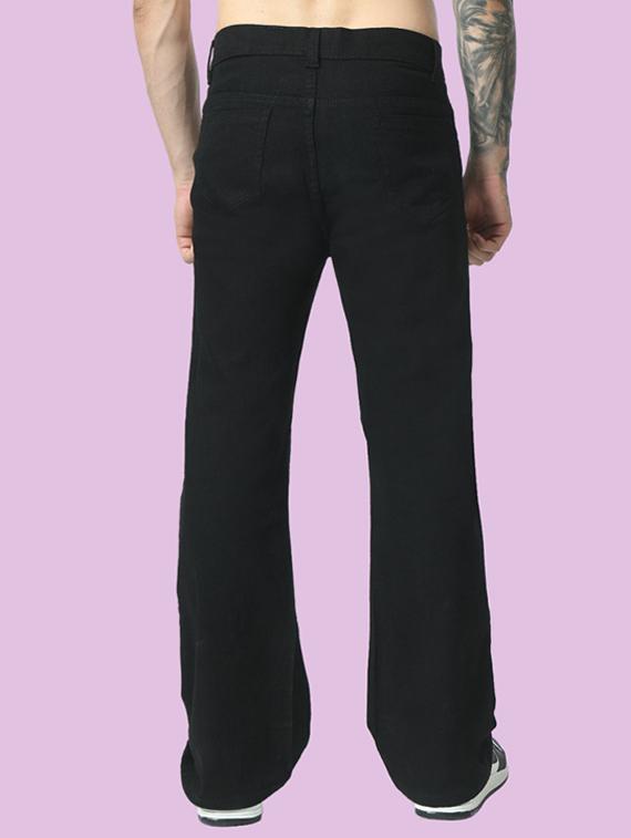 men black plain mid rise baggy jeans - 22012340 - Standard Image - 2
