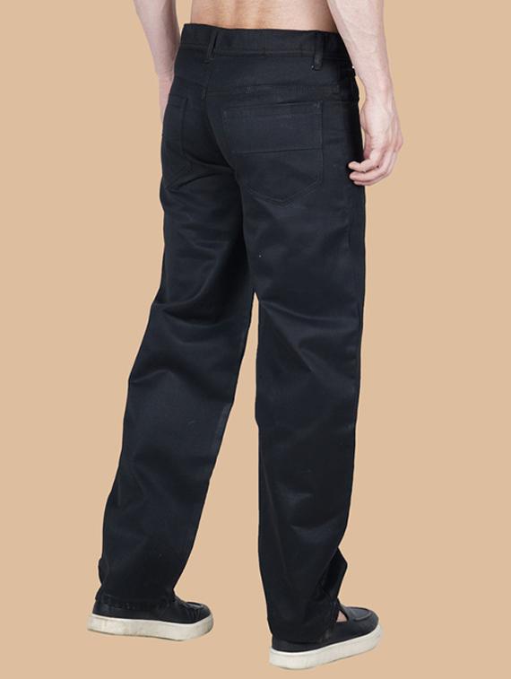 men black plain mid rise baggy jeans - 22012342 - Standard Image - 2