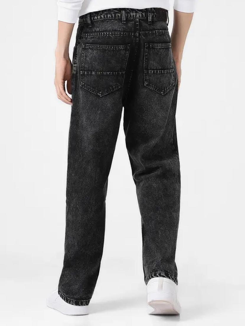 men grey plain mid rise baggy jeans - 22012358 - Standard Image - 2