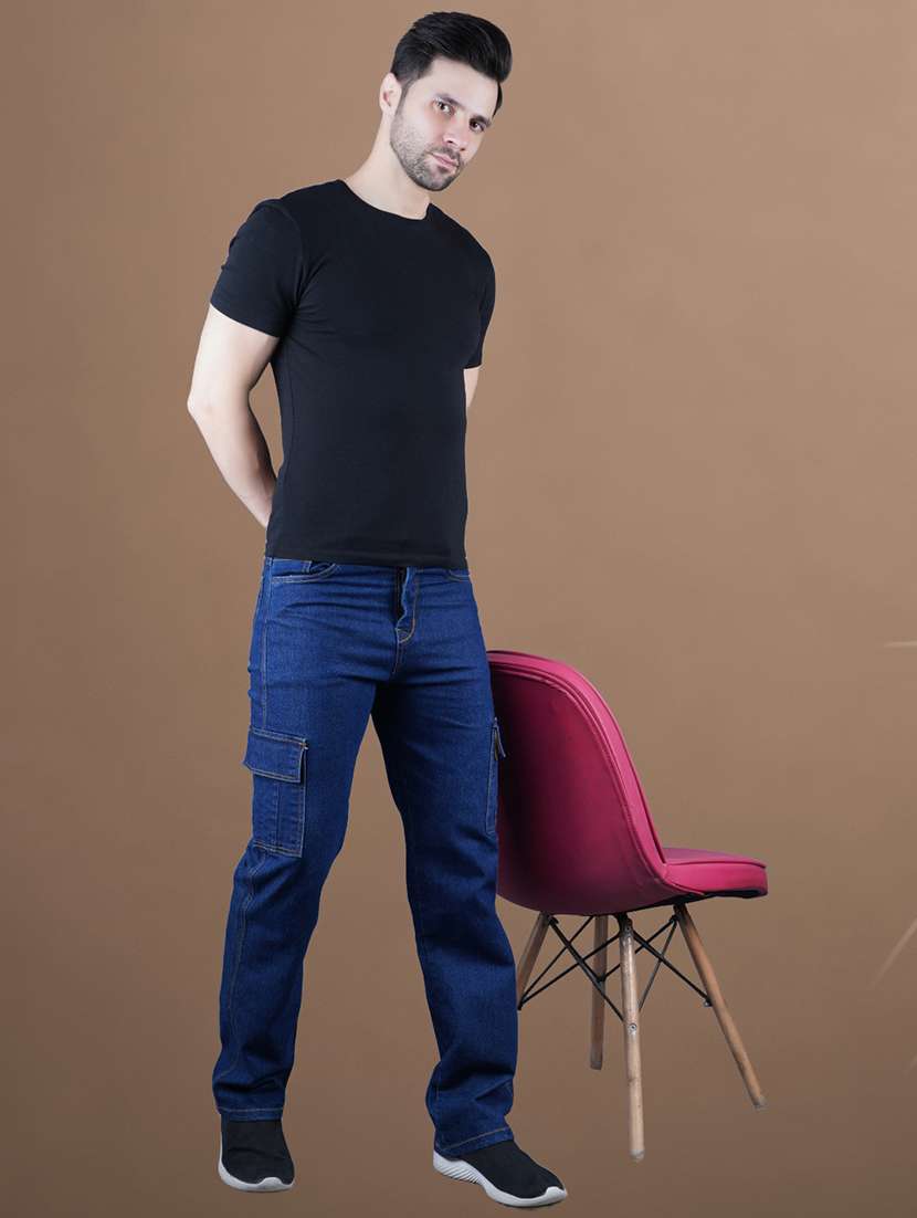 women blue solid mid rise regular fit cargo - 22012440 -  Standard Image - 2