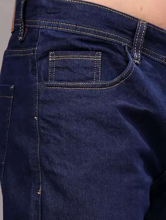 men navy blue plain mid rise relaxed fit jeans - 22012444 -  Standard Image - 2