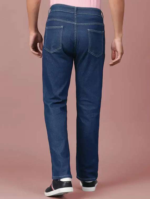men blue plain mid rise straight fit jeans - 22012449 -  Standard Image - 2
