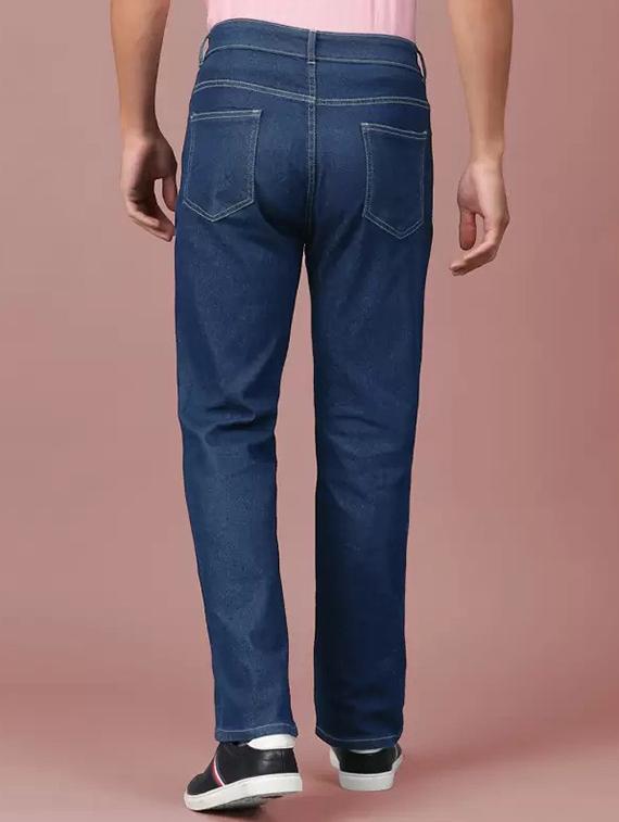men blue plain mid rise straight fit jeans - 22012450 - Standard Image - 2