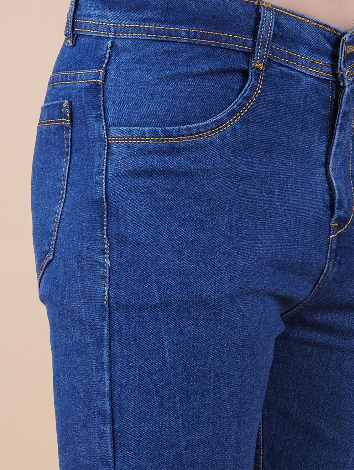 men blue plain mid rise straight fit jeans - 22012479 - Standard Image - 2