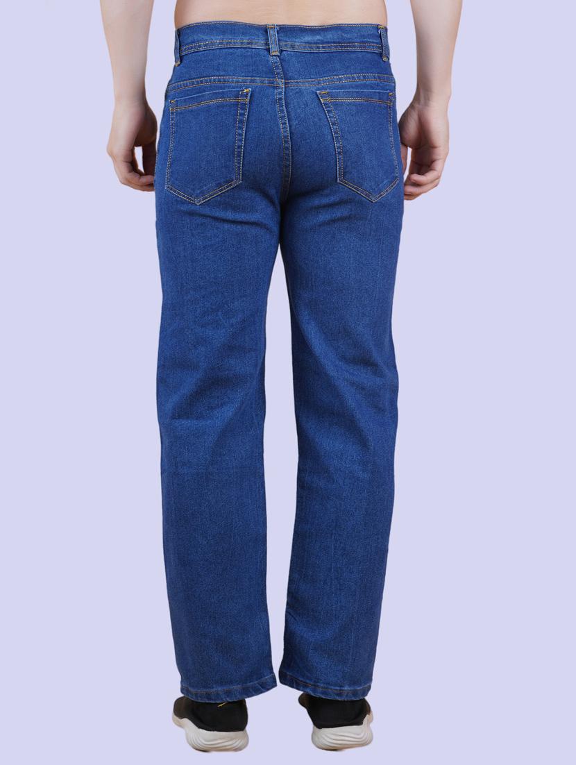 men blue plain mid rise straight fit jeans - 22012502 - Standard Image - 2