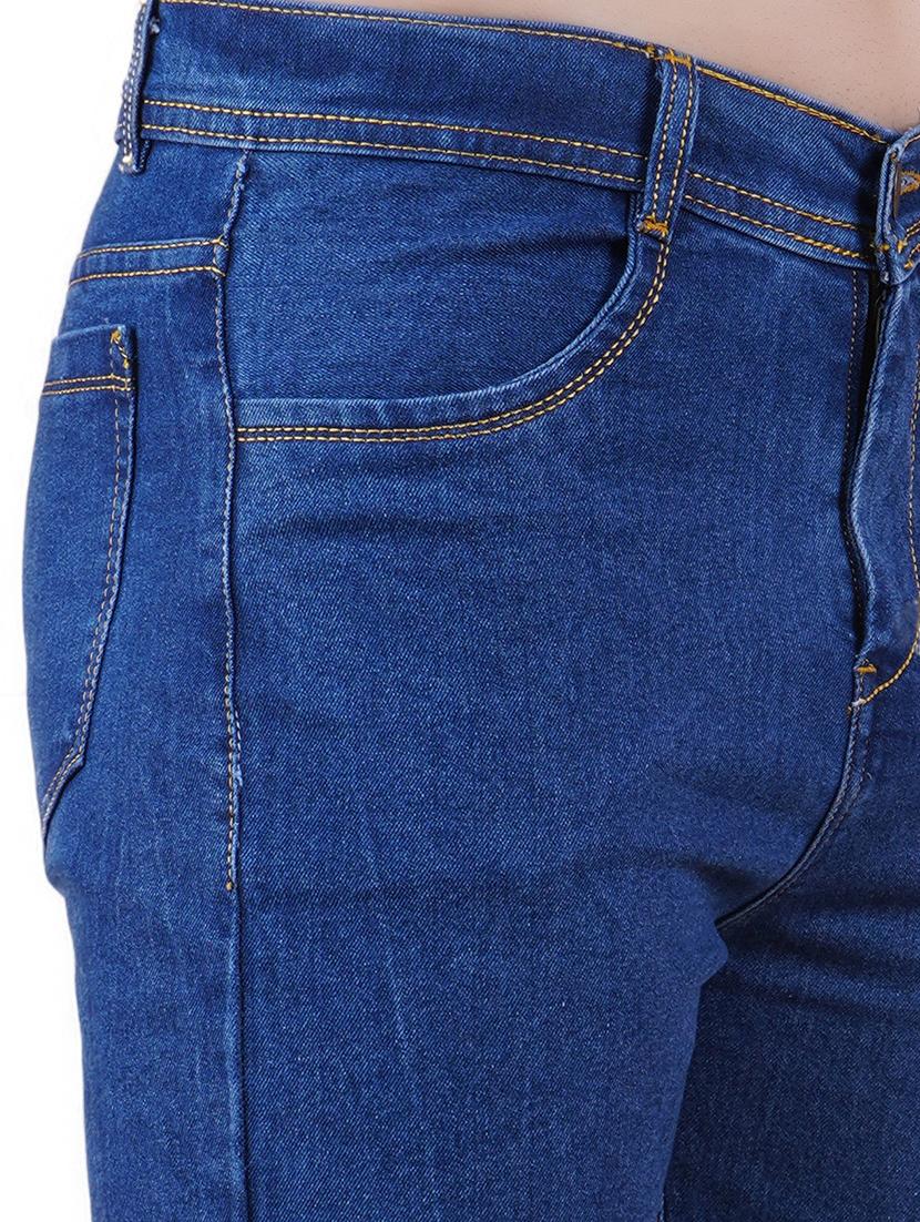 men blue plain mid rise straight fit jeans - 22012518 - Standard Image - 2