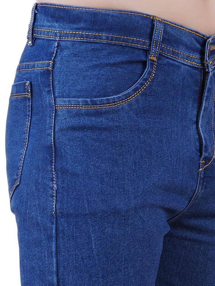men blue plain mid rise straight fit jeans - 22012520 - Standard Image - 2