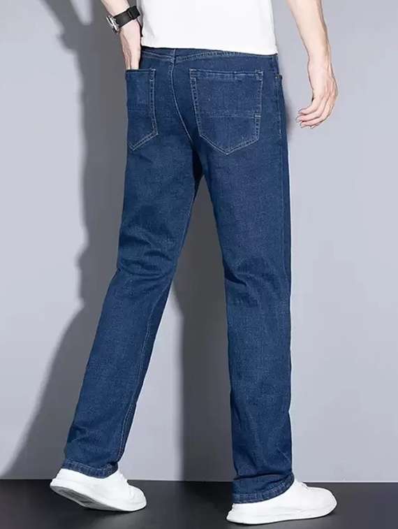 men blue plain mid rise relaxed fit jeans - 22012532 -  Standard Image - 2