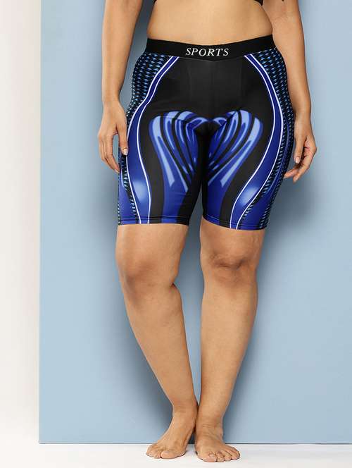 women printed slim fit cycling shorts - 22012600 -  Standard Image - 0