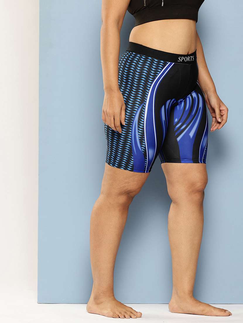 women printed slim fit cycling shorts - 22012600 -  Standard Image - 2