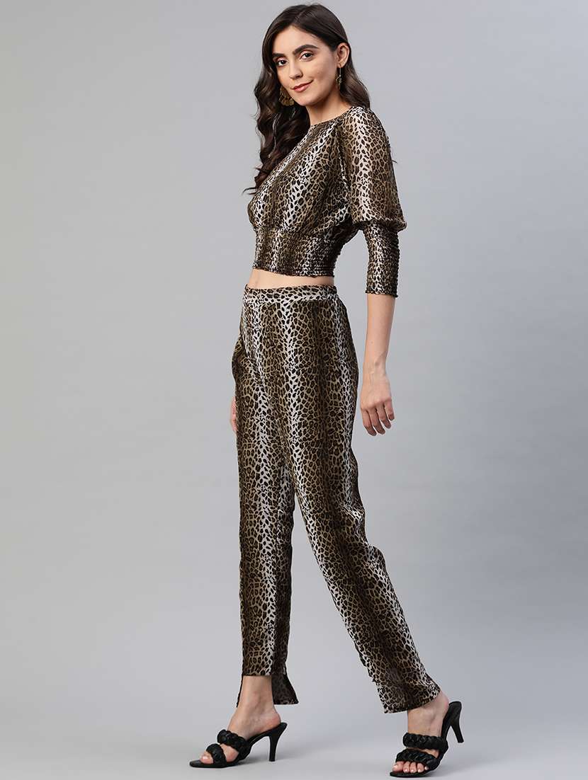 women animal print top and trouser co-ord set - 22012615 -  Standard Image - 2