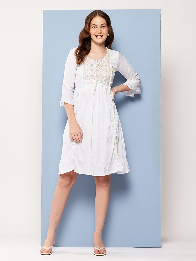 women embroidered bell sleeve a-line dress - 22012621 - Zoom Image - 0
