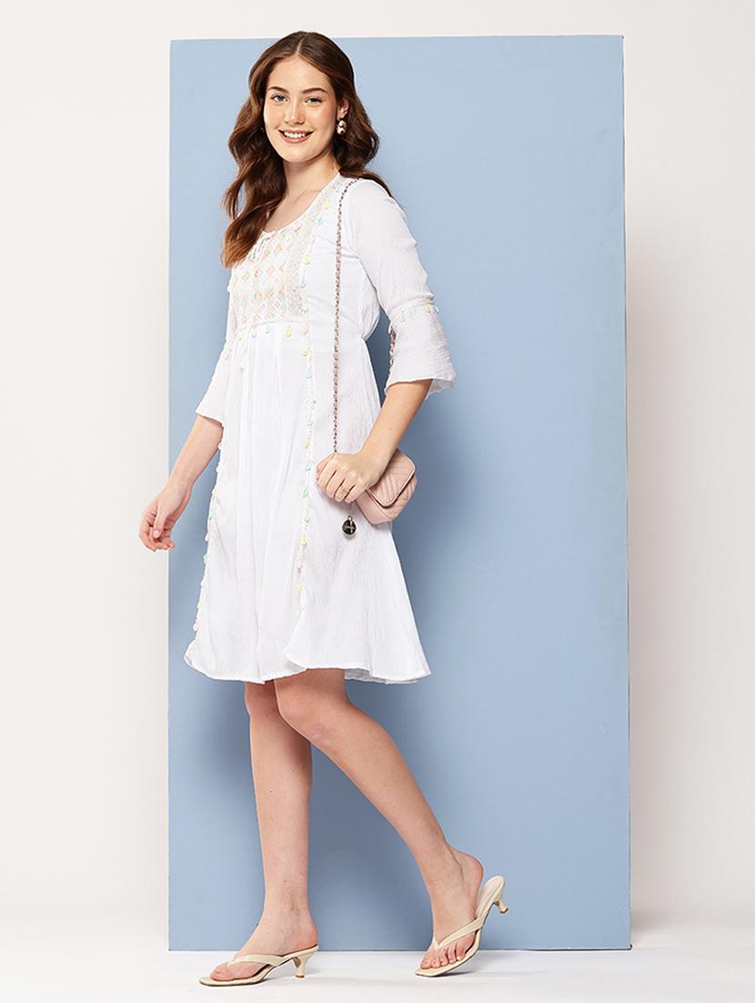 women embroidered bell sleeve a-line dress - 22012621 - Standard Image - 2
