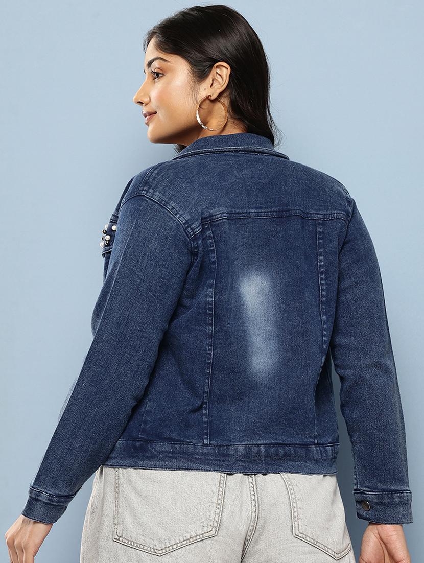 women embellished long sleeve denim jacket - 22012640 - Standard Image - 2