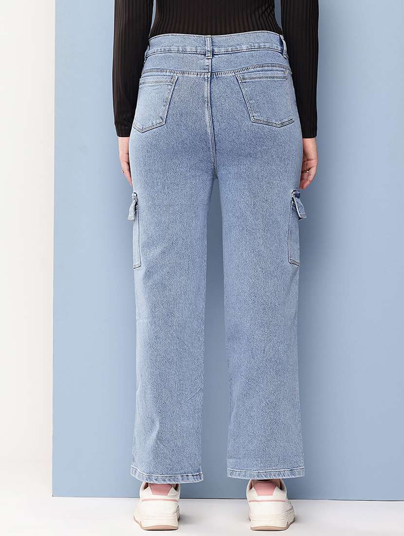 women solid mid rise denim cargo - 22012645 -  Standard Image - 2