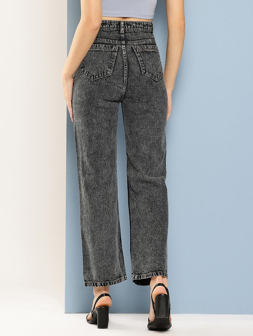 women distressed high rise straight fit jean - 22012650 - Standard Image - 2