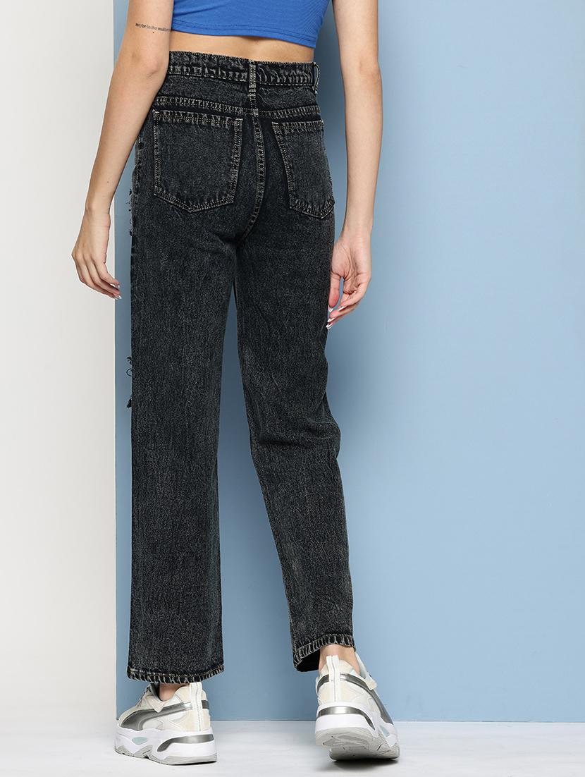 women distressed high rise straight fit jean - 22012653 - Standard Image - 2