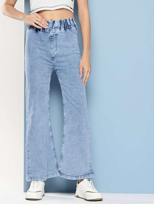 women solid mid rise bootcut jeans  - 22012654 -  Standard Image - 0