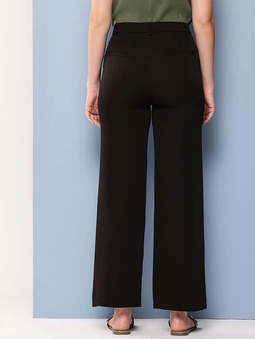 women solid mid rise straight trouser - 22012688 -  Standard Image - 2