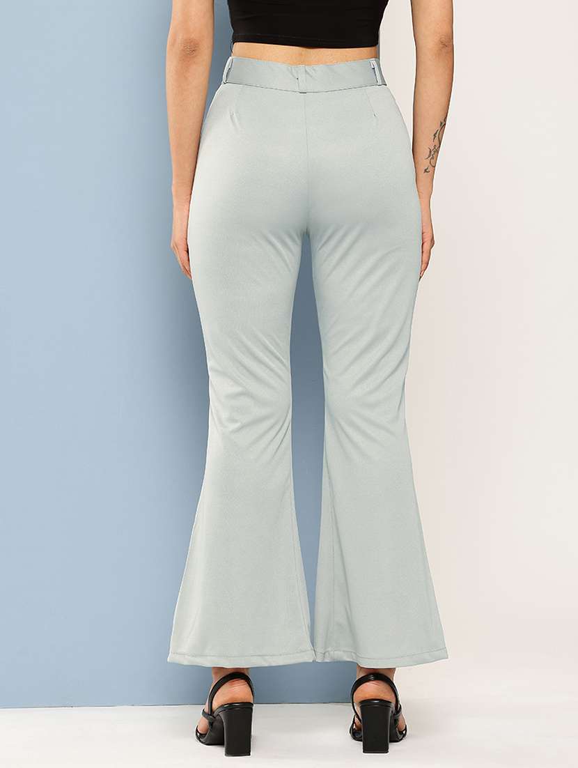 women solid mid rise bootcut trouser - 22012689 -  Standard Image - 2