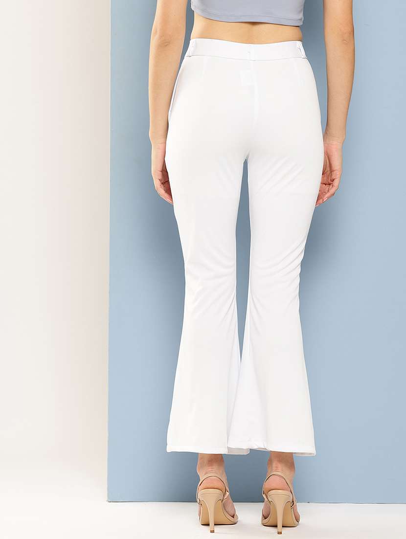 women solid mid rise bootcut trouser - 22012690 -  Standard Image - 2