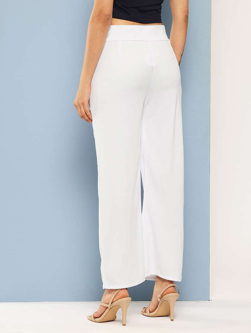 women solid mid rise straight trouser - 22012696 -  Standard Image - 2