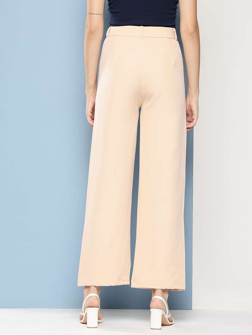 women solid mid rise straight trouser - 22012701 -  Standard Image - 2