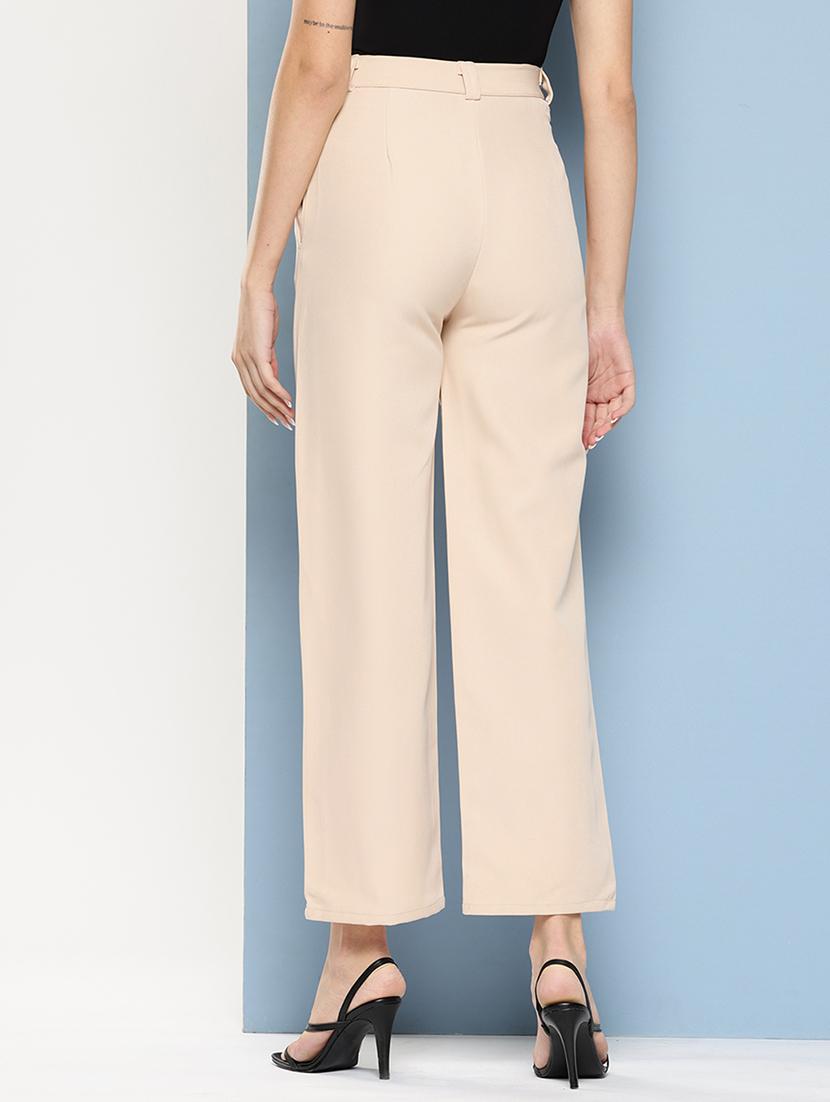 women solid mid rise straight trouser - 22012703 - Standard Image - 2