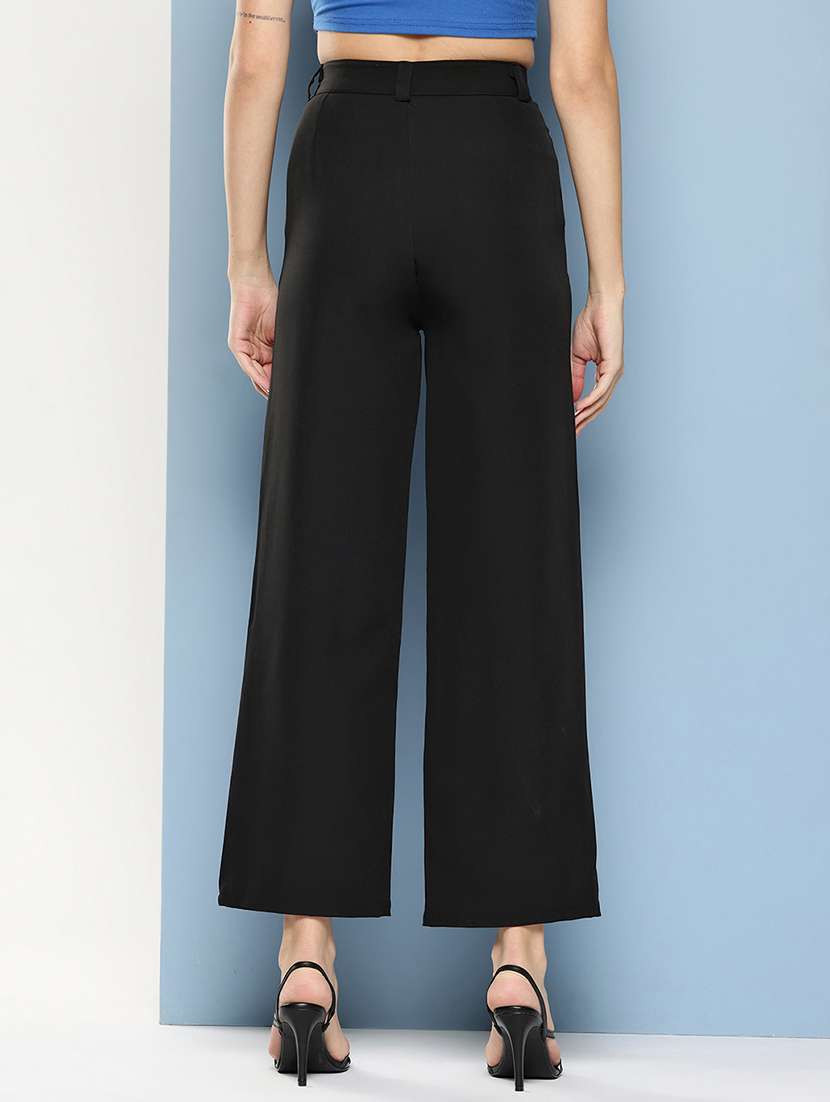 black solid high rise straight trouser - 22012705 -  Standard Image - 2