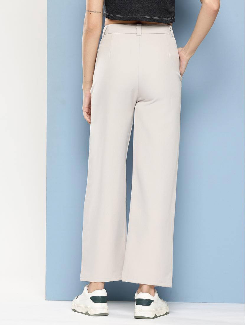 women solid mid rise straight trouser - 22012706 - Standard Image - 2