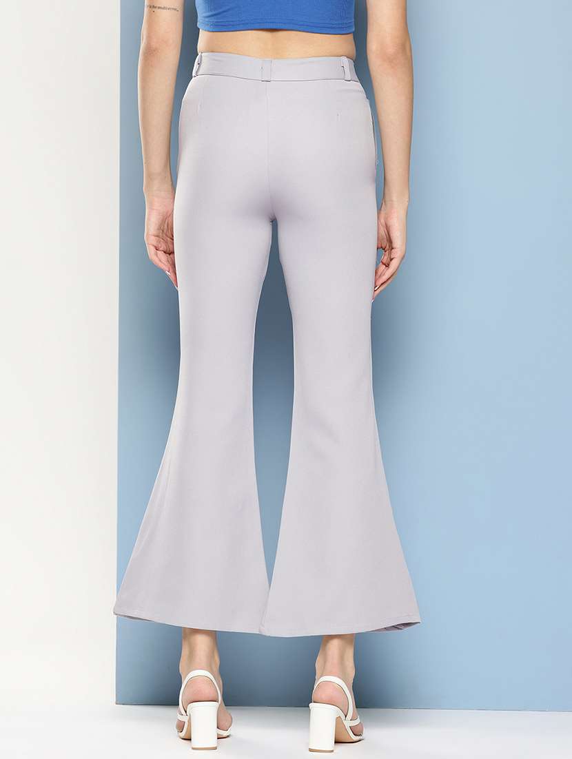 women solid mid rise bootcut trouser - 22012709 -  Standard Image - 2