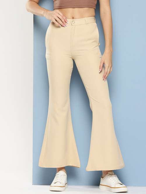 women solid mid rise bootcut trouser - 22012711 -  Standard Image - 0