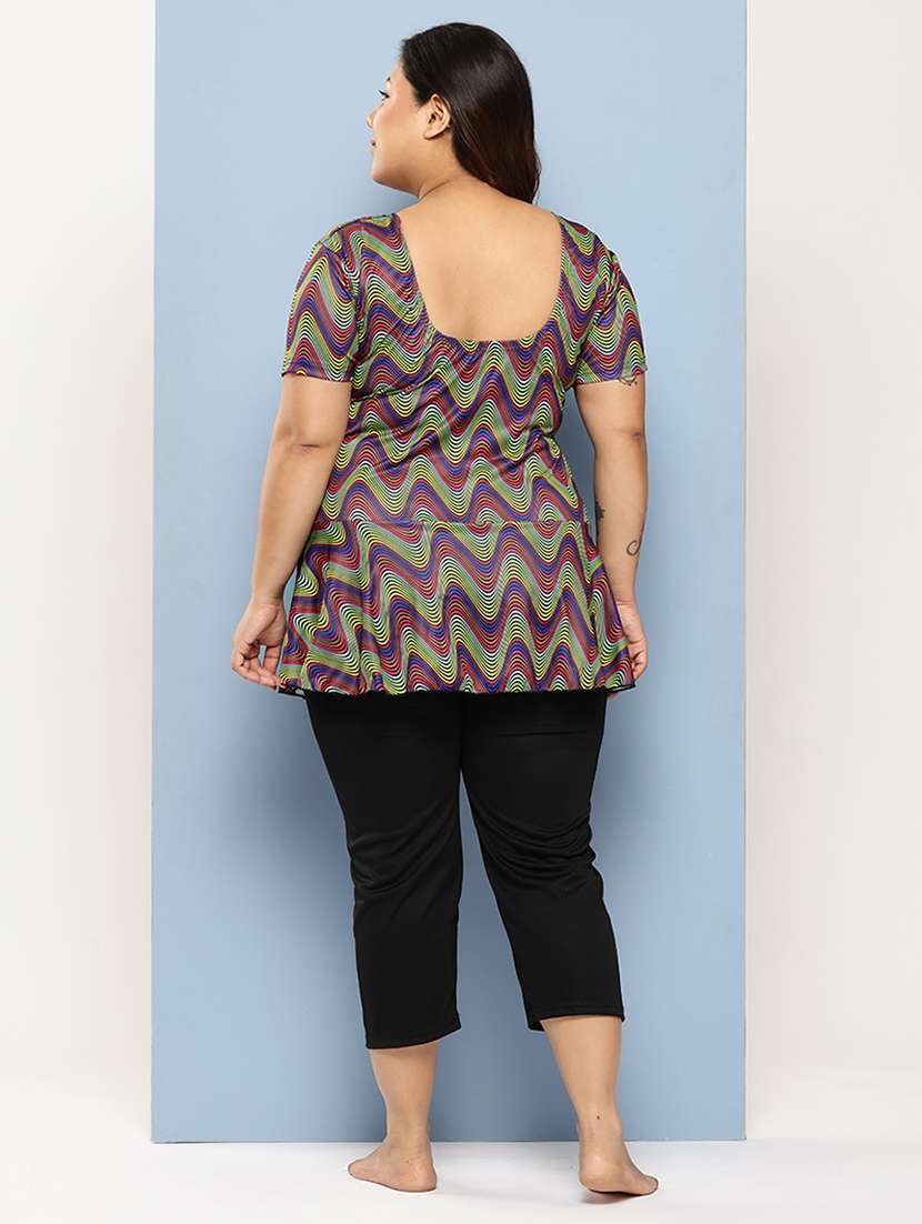 women printed round neck swimsuit - 22012728 - Standard Image - 2