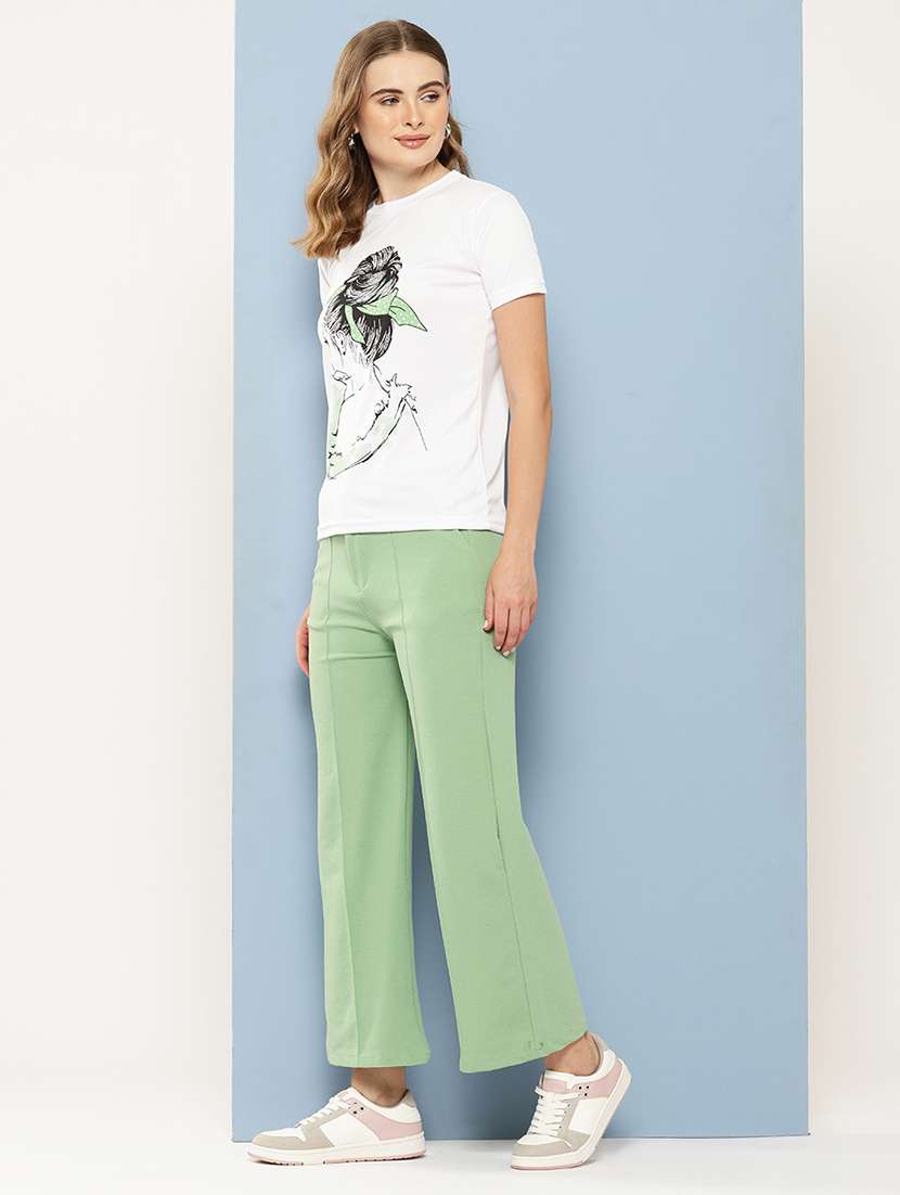 women white printed short sleeve regular top - 22012836 -  Standard Image - 2