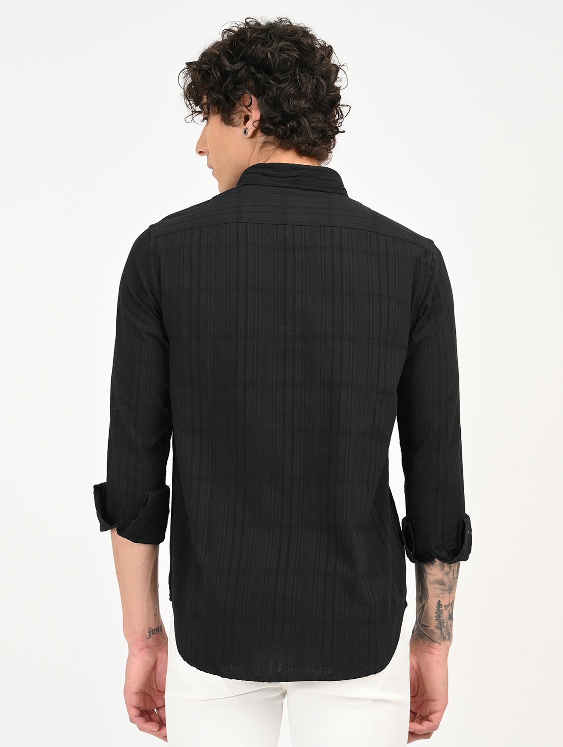 men solid collared long sleeve casual shirt - 22012841 - Standard Image - 2