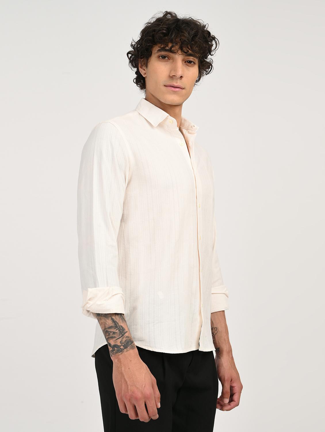 men solid collared long sleeve casual shirt - 22012848 - Standard Image - 2