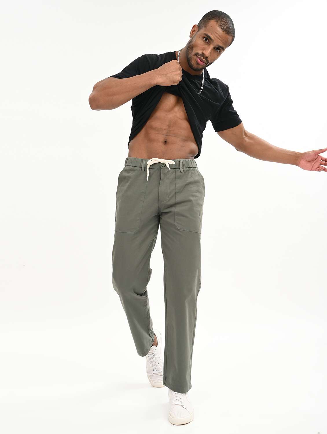 men solid mid rise relaxed fit cargo - 22012855 -  Standard Image - 2