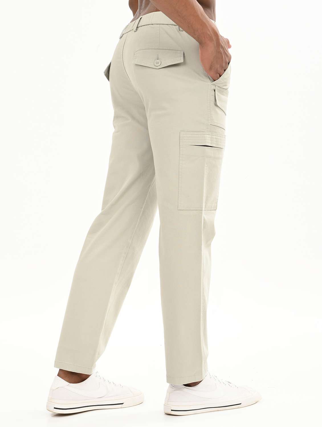 men solid mid rise relaxed fit cargo - 22012862 - Standard Image - 2
