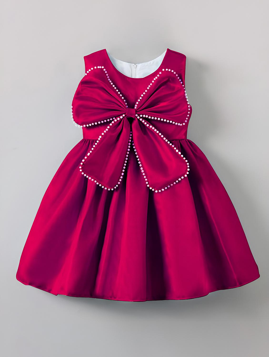 girls embellished bow detailed sleeveless frock - 22012870 - Standard Image - 2
