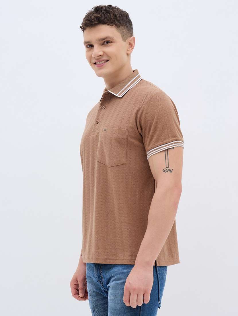 men self design short sleeve regular fit polo t-shirt - 22012873 -  Standard Image - 2