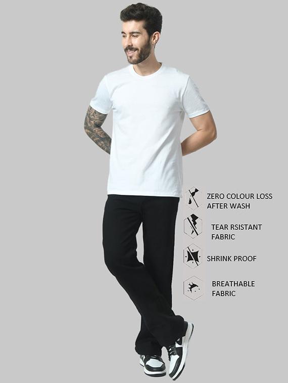 men black plain mid rise relaxed fit jeans - 22012898 - Standard Image - 2