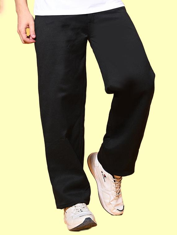 men black plain mid rise baggy jeans - 22012900 -  Zoom Image - 0